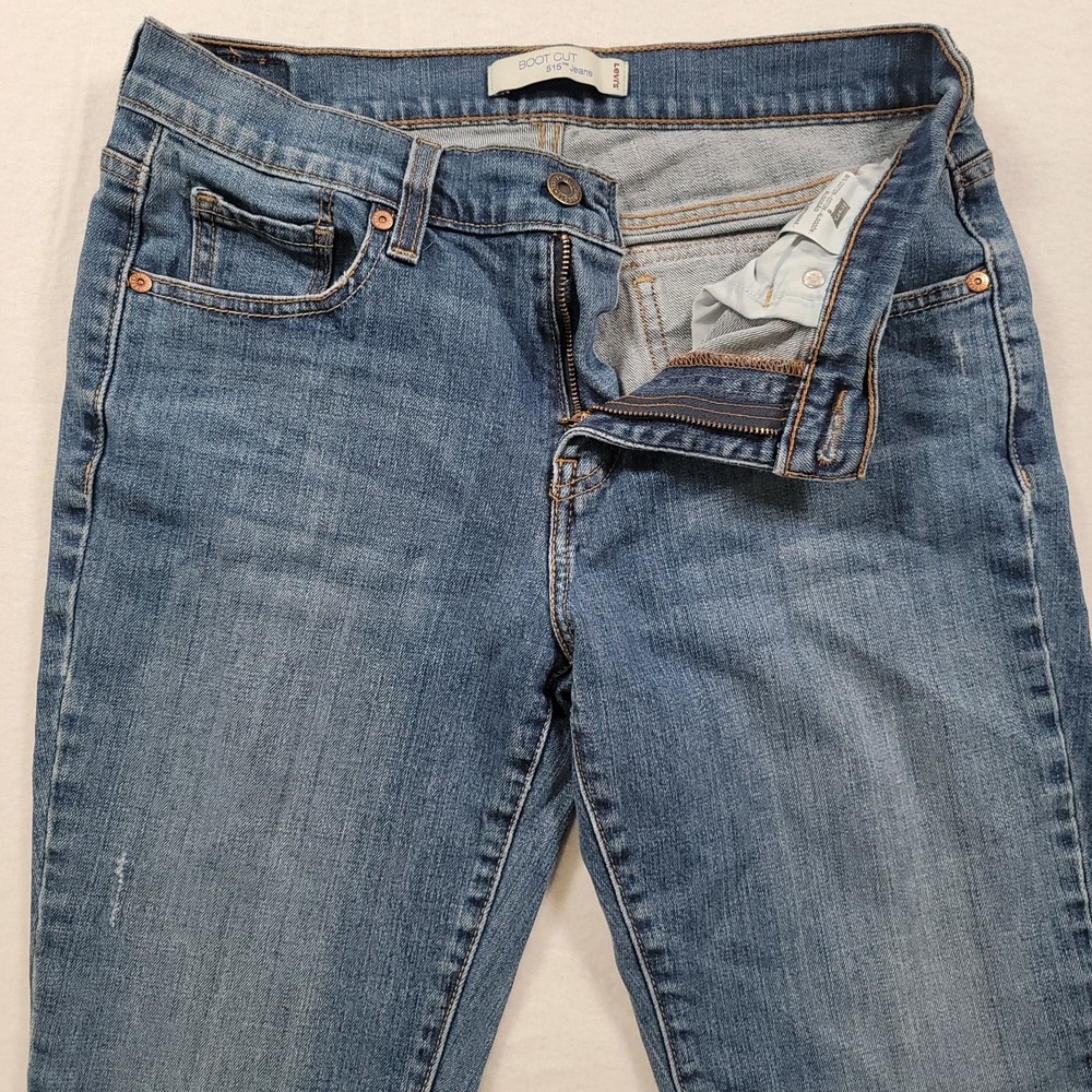 Levis 515 Jeans Womens 8M Blue Boot Cut Stretch Denim Studded Flap Pockets 29x31